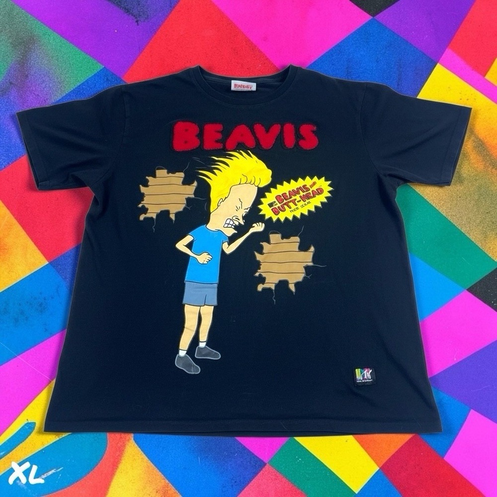 Beavis & Butthead T-Shirt Mens XL Black Short Sleeve MTV Graphic‎ Tee 90s